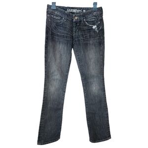 Guess Jeans Starlet Slim Boot Denim Whiskers Distressed Gray Size 27